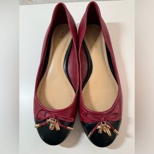 Coach Noella Womens Cherry Black Cap Toe Trinket Bow Ballerina‎ Flats 7.5